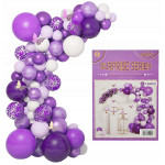 Veľká sada balónikov na girlande fialovo-čierno-biela 120 ks Veľká sada balónikov na girlande fialovo-čierno-biela 120 ks