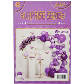 Veľká sada balónikov na girlande fialovo-čierno-biela 120 ks Veľká sada balónikov na girlande fialovo-čierno-biela 120 ks