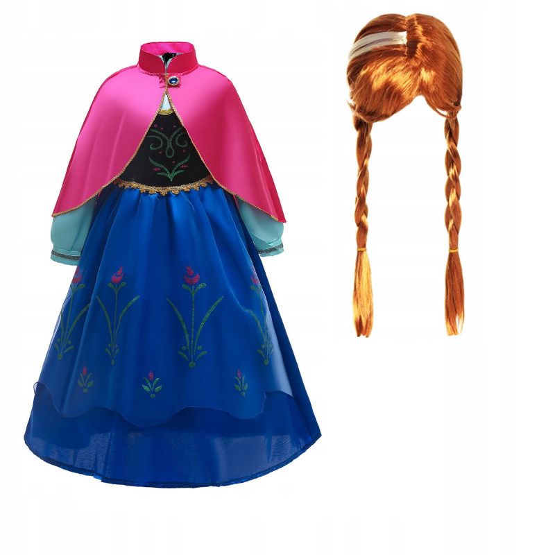 Detský kostým ANNA Frozen s parochňou 122-128 L