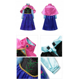 Detský kostým ANNA Frozen s parochňou 122-128 L