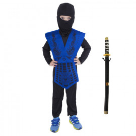 Detský kostým Ninja modrý s katanou 116-128 M