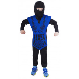 Detský kostým Ninja modrý s katanou 116-128 M