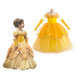 Detský kostým Žltá princezná s rukávmi 122-134 L Detský kostým Žltá princezná s rukávmi 122-134 L