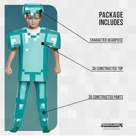 Detský kostým Minecraft Steve diamantový 128-134 L Detský kostým Minecraft Steve diamantový 128-134 L