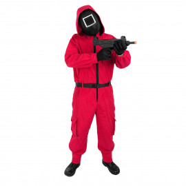 Kostým Squid game - Hra na kalmáre Dozorca s maskou a rukavicami L Kostým Squid game - Hra na kalmáre Dozorca s maskou a rukavicami L