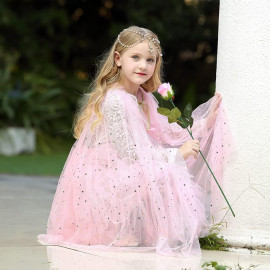 Súprava Ružová pelerína so šperkami a rukavicami 8ks