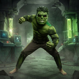 Detský kostým Svalnatý Hulk s maskou 110-122 M