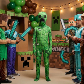 Detský kostým Minecraft Creeper Premium s maskou 122-134 L