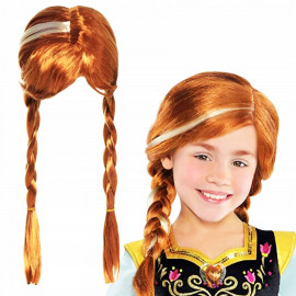 Anna Frozen zlatohnedá parochňa s vrkôčiky 60cm