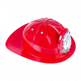 Hasičská striekačka so zásobníkom a prilbou