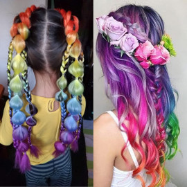 Pletený vrkôčik Jumbo Rainbow 60cm