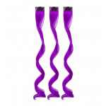 Vlnitý príčesok fialový so sponkou 35cm Purple curly extension 3ks