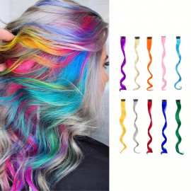 Vlnitý príčesok fialový so sponkou 35cm Purple curly extension 3ks