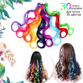 Vlnitý príčesok fialový so sponkou 35cm Purple curly extension 3ks
