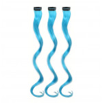 Vlnitý príčesok modrý so sponkou 35cm Blue curly extension 3ks