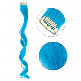Vlnitý príčesok modrý so sponkou 35cm Blue curly extension 3ks
