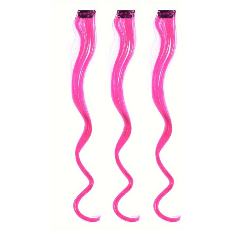Vlnitý príčesok ružový so sponkou 35cm Pink curly extension 3ks