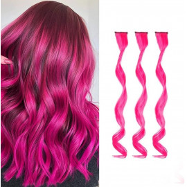 Vlnitý príčesok ružový so sponkou 35cm Pink curly extension 3ks