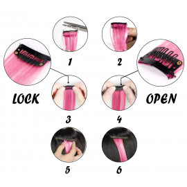 Vlnitý príčesok ružový so sponkou 35cm Pink curly extension 3ks