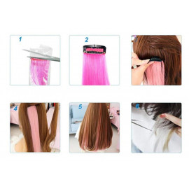 Vlnitý príčesok ružový so sponkou 35cm Pink curly extension 3ks