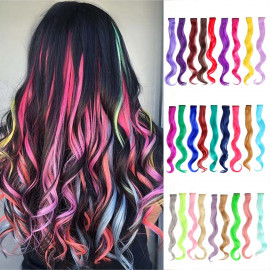 Vlnitý príčesok ružový so sponkou 35cm Pink curly extension 3ks