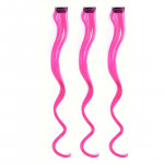 Vlnitý príčesok ružový so sponkou 35cm Pink curly extension 3ks