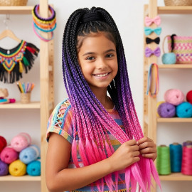 Copíky s gumičkou Crazy braids Pink 60cm