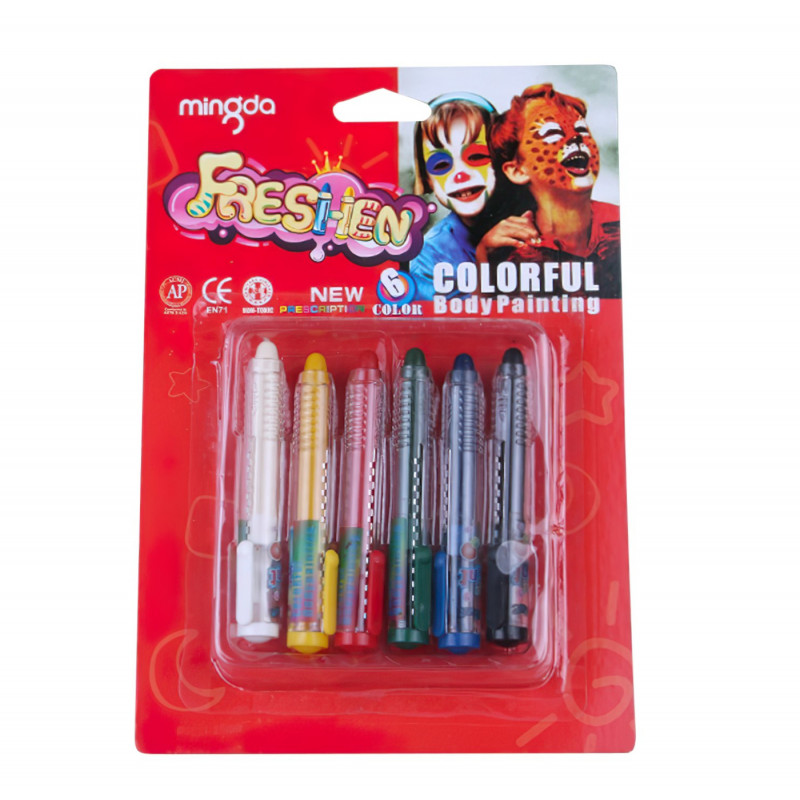 Detská sada farieb na tvár v ceruzke basic 6ks