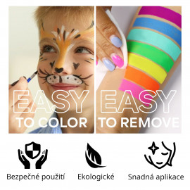 Detská sada neónových farieb na tvár a telo 12 farieb