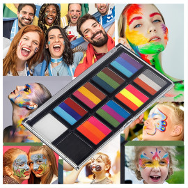 Veľká sada trojitých farieb na tvár s nálepkami a doplnkami 35ks Veľká sada trojitých farieb na tvár s nálepkami a doplnkami 35ks