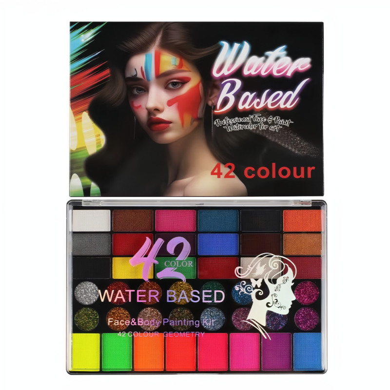 Veľká detská karnevalová sada farieb na tvár a telo 42ks