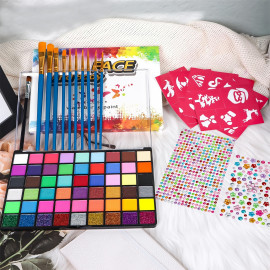 Veľká detská kreatívna sada farieb na telo a tvár 54 farieb