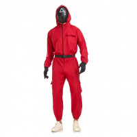 Kostým Squid game - Hra na kalmáre Strážca s maskou a rukavicami L