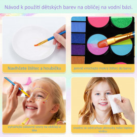 Veľká detská kreatívna sada farieb na telo a tvár 54 farieb
