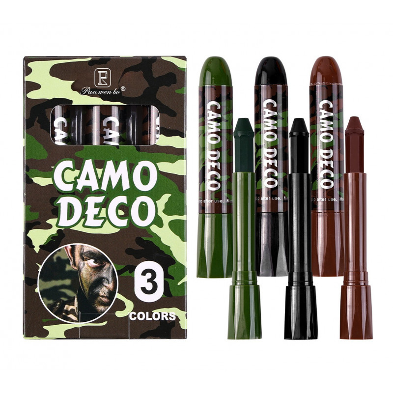 Sada maskovacích farieb na tvár a telo Camouflage 3ks