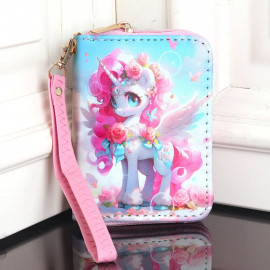 Detská peňaženka Jednorožec s pútkom a karabínou