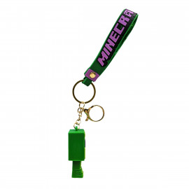 Detská kľúčenka Minecraft Creeper s pútkom a karabínou