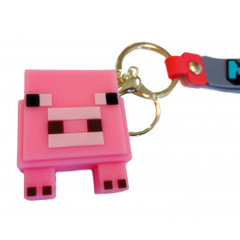 Detská kľúčenka Minecraft Prasa s pútkom a karabínou