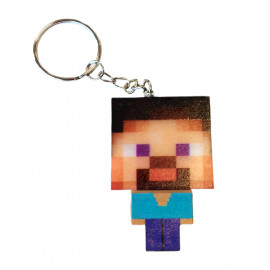 Detská svietiaca kľúčenka Minecraft Steve s krúžkom