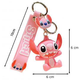 Detská kľúčenka Lilo a Stitch Angel ružová s pútkom a karabínou