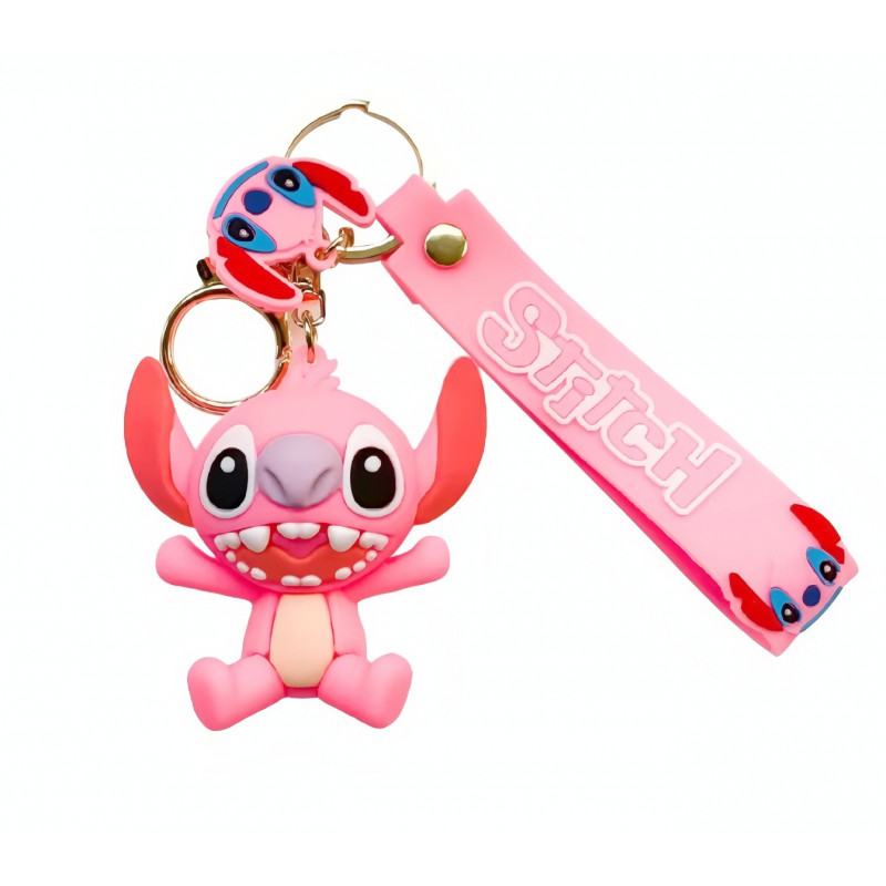 Detská kľúčenka Lilo a Stitch Angel ružová s pútkom a karabínou