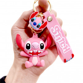 Detská kľúčenka Lilo a Stitch Angel ružová s pútkom a karabínou