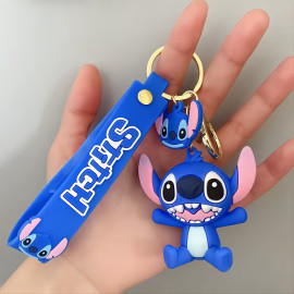 Detská kľúčenka Lilo a Stitch modrý s pútkom a karabínou