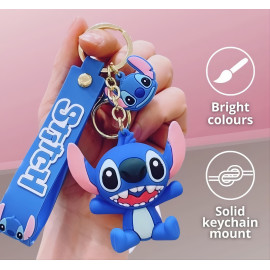 Detská kľúčenka Lilo a Stitch modrý s pútkom a karabínou