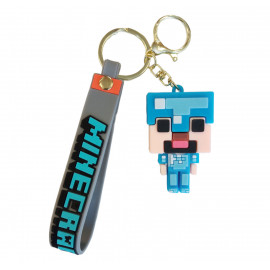 Detská kľúčenka Minecraft Diamantový Steve s pútkom a karabínou