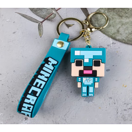 Detská kľúčenka Minecraft Diamantový Steve s pútkom a karabínou