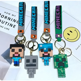 Detská kľúčenka Minecraft Diamantový Steve s pútkom a karabínou