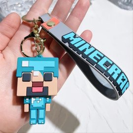 Detská kľúčenka Minecraft Diamantový Steve s pútkom a karabínou
