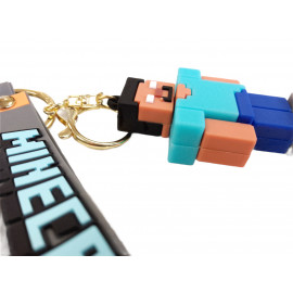 Detská kľúčenka Minecraft Steve Pixel s pútkom a karabínou