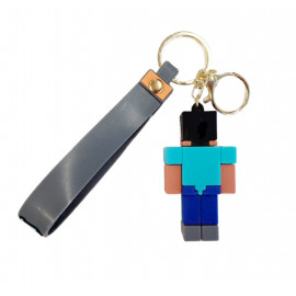 Detská kľúčenka Minecraft Steve Pixel s pútkom a karabínou